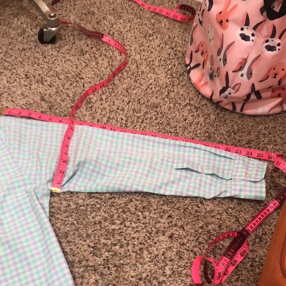 Bonobos Button Down Slim Fit Shirt Size XL Short Pastel Blue Green Gingham